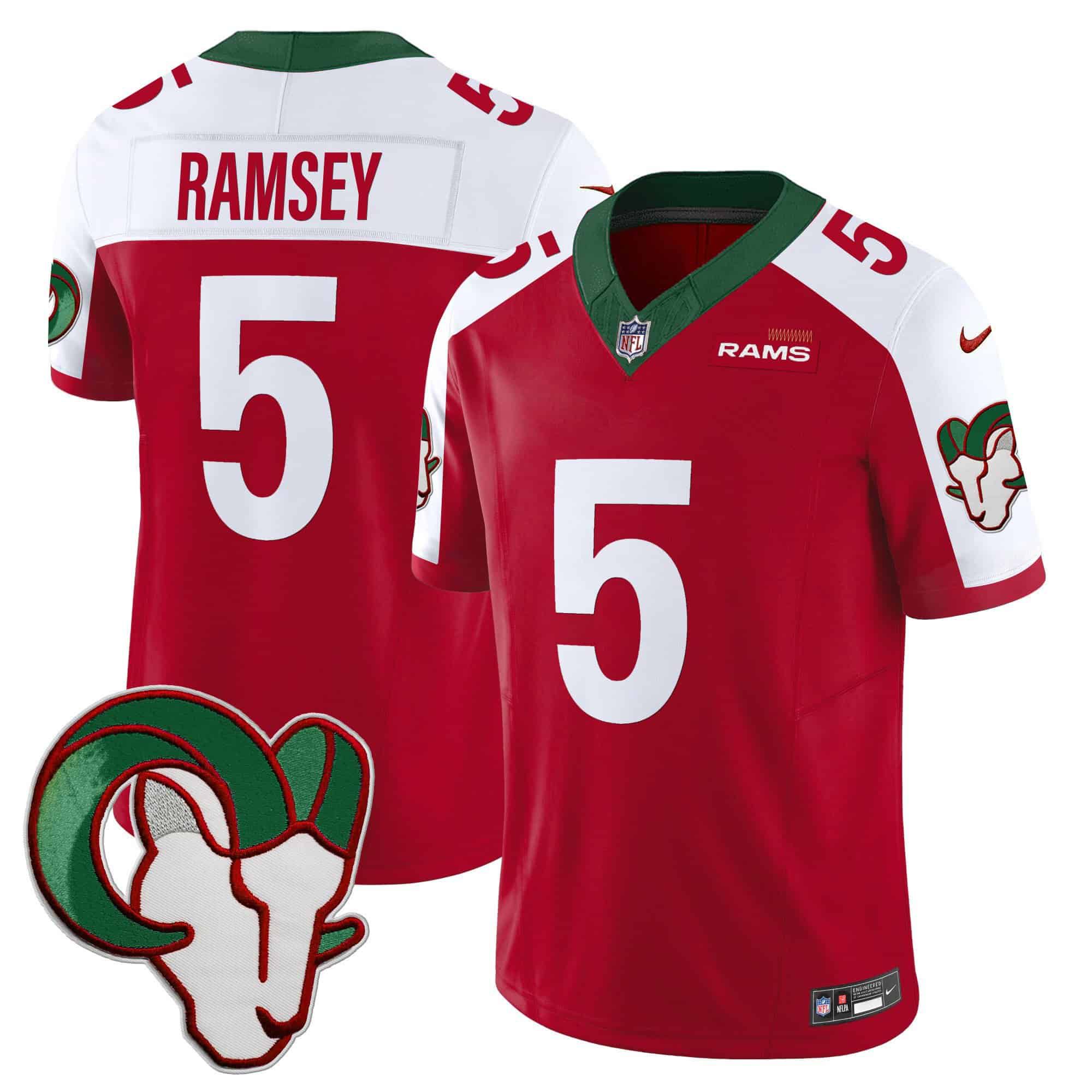 Men Los Angeles Rams 5 Ramsey Red 2024 Nike Mexico Vapor Limited NFL Jersey